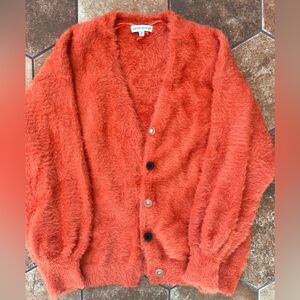 Moon River Anthropologie Catie Eyelash Orange Women's Size M Cardigan Sweater